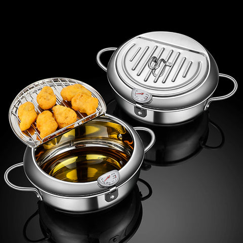 DIY HOME Deep Fryer Pot cooking shrimp and chicken wings for versatile meals.
