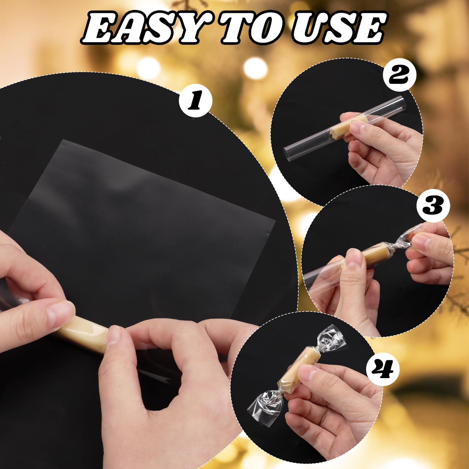 DIYASY holiday packaging wraps desserts and cookies with clear visibility.