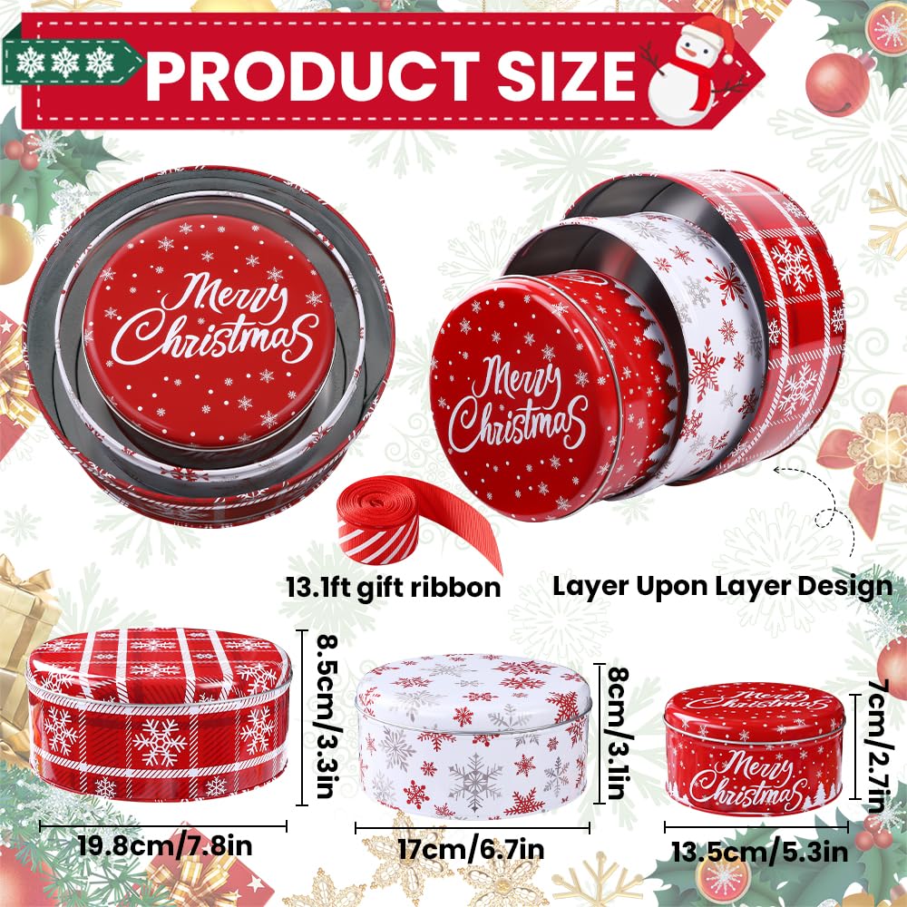 DIYDEC Christmas tin container lids nesting design for space-saving storage.
