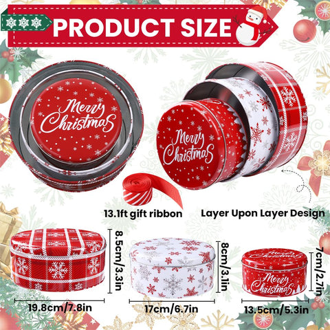 DIYDEC Christmas tin container lids nesting design for space-saving storage.