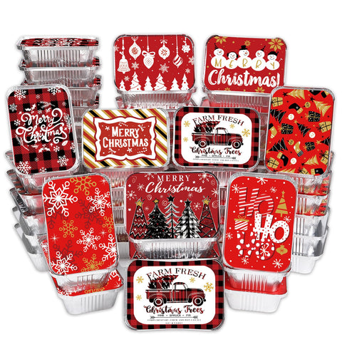 DIYDEC Christmas foil containers set with lids for easy gifting and storage.