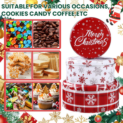 DIYDEC round metal tins featuring festive prints for reusable storage and gifts.