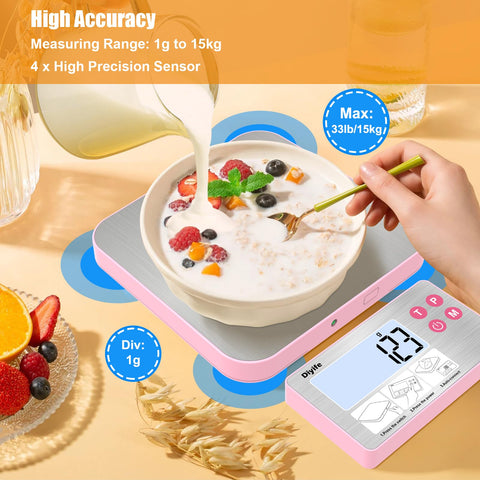 Diyife pink finish adds style while weighing ingredients.