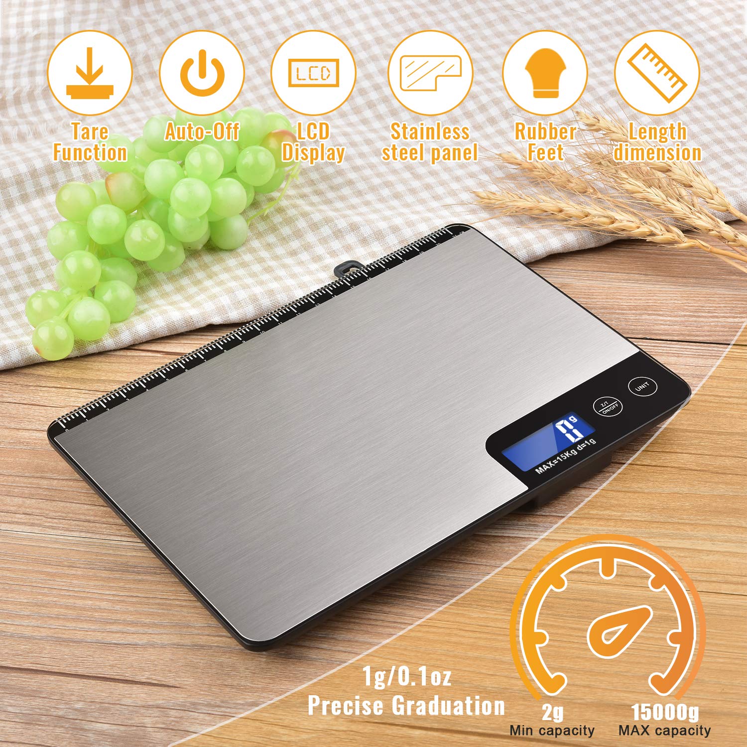 Diyife digital kitchen scale shows clear readings on a large LCD display.