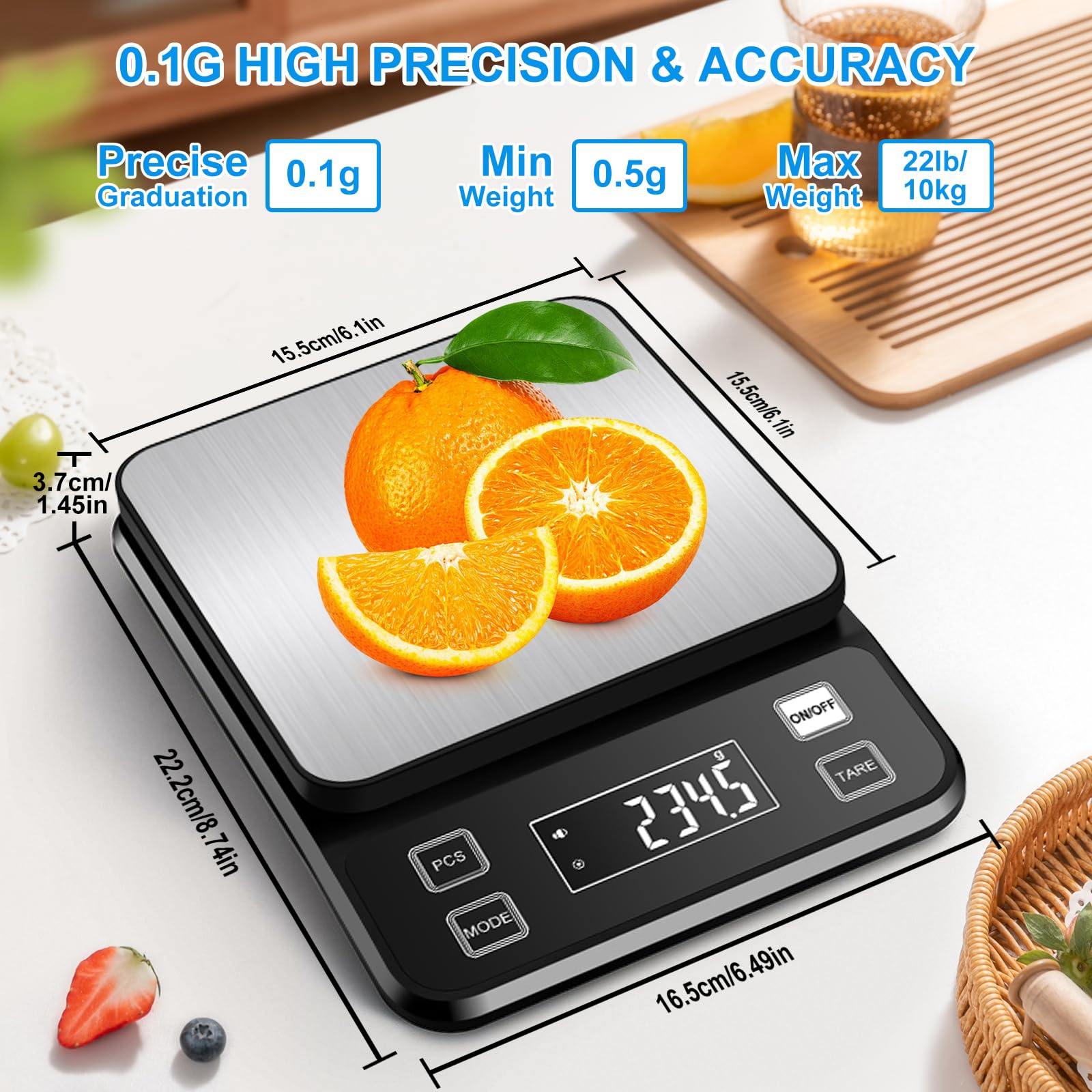 Diyife stainless steel tray provides a durable, easy-to-clean weighing surface