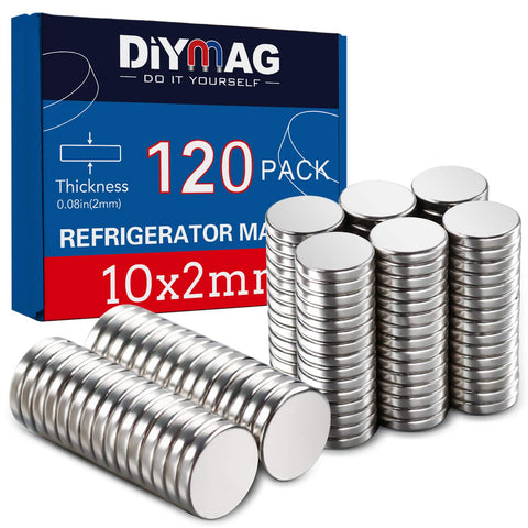 DIYMAG 120pcs fridge magnets 10x2mm for reliable organization