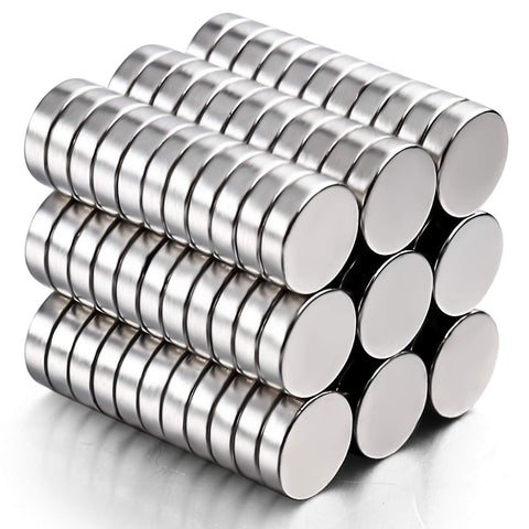 DIYMAG brushed-nickel round fridge magnet close-up showing durable finish.