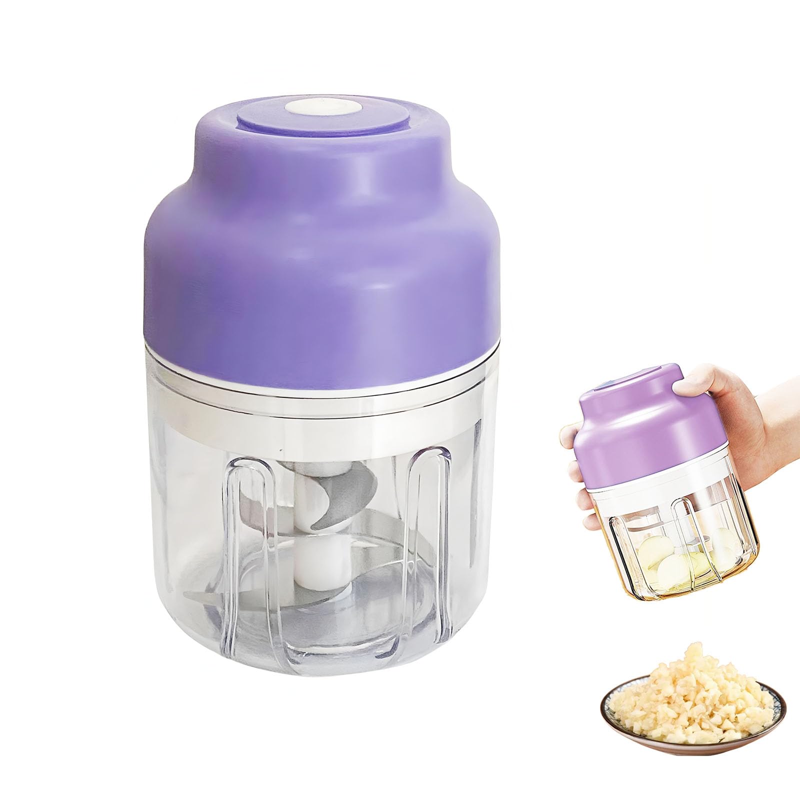 DIYOHFE electric garlic chopper 320ml for fast garlic prep and compact storage.