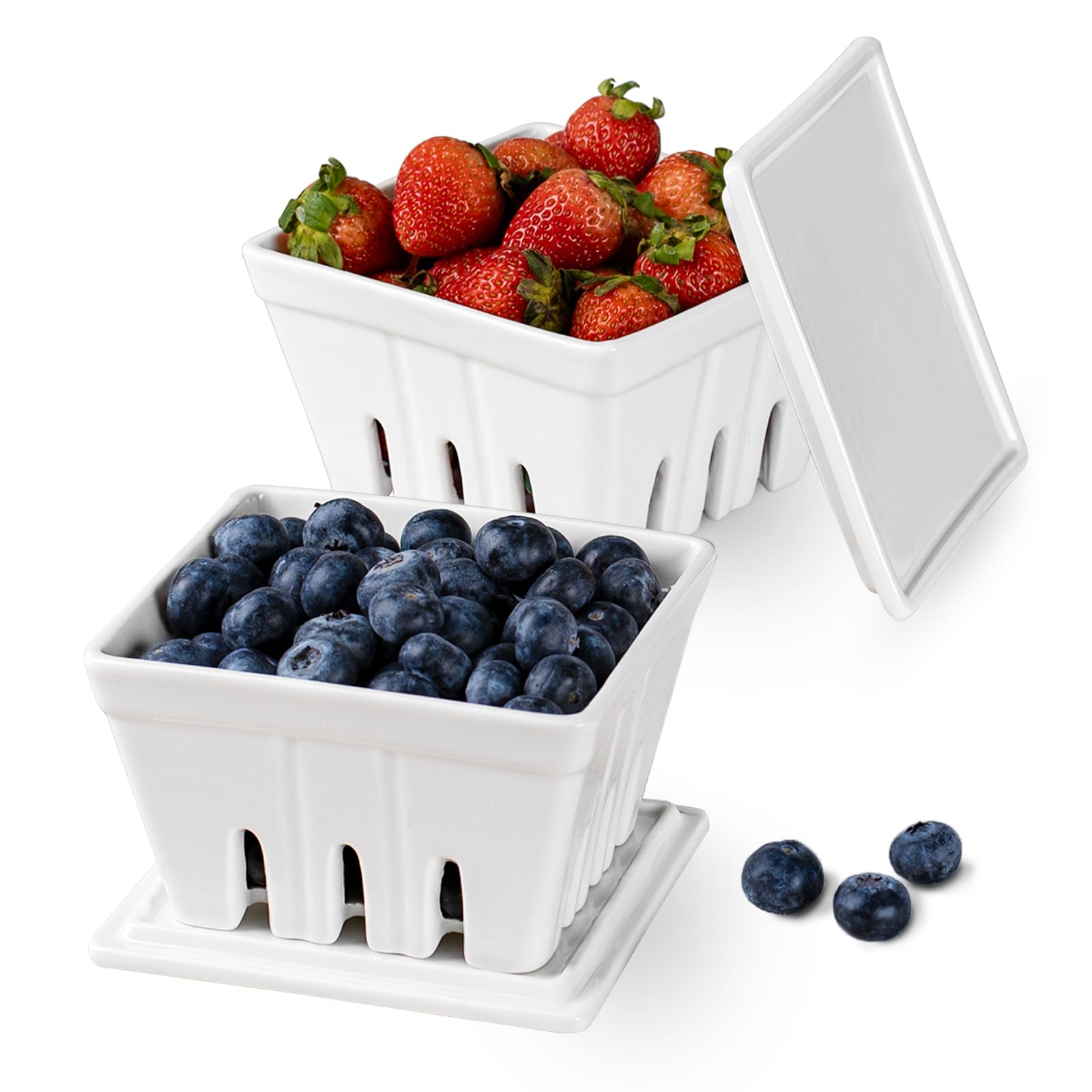 Dizada ceramic berry basket with lids keeps berries fresh and organized.