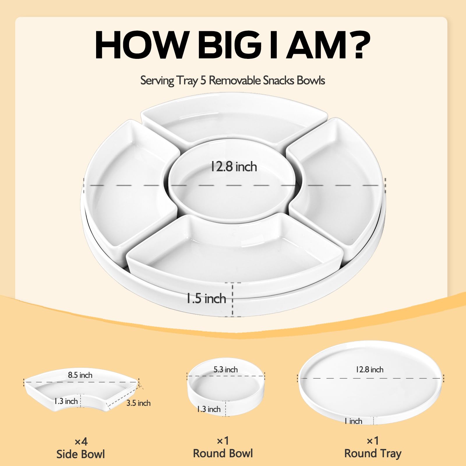 Dizada divided dishes removable compartments highlight modular serving for chips and dips.