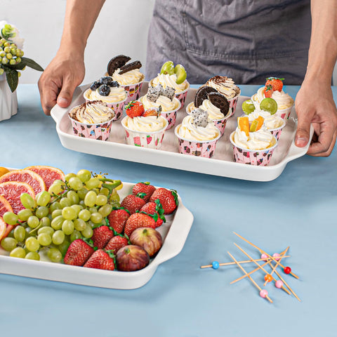 Dizada easy-clean porcelain tray simplifies cleanup after gatherings.