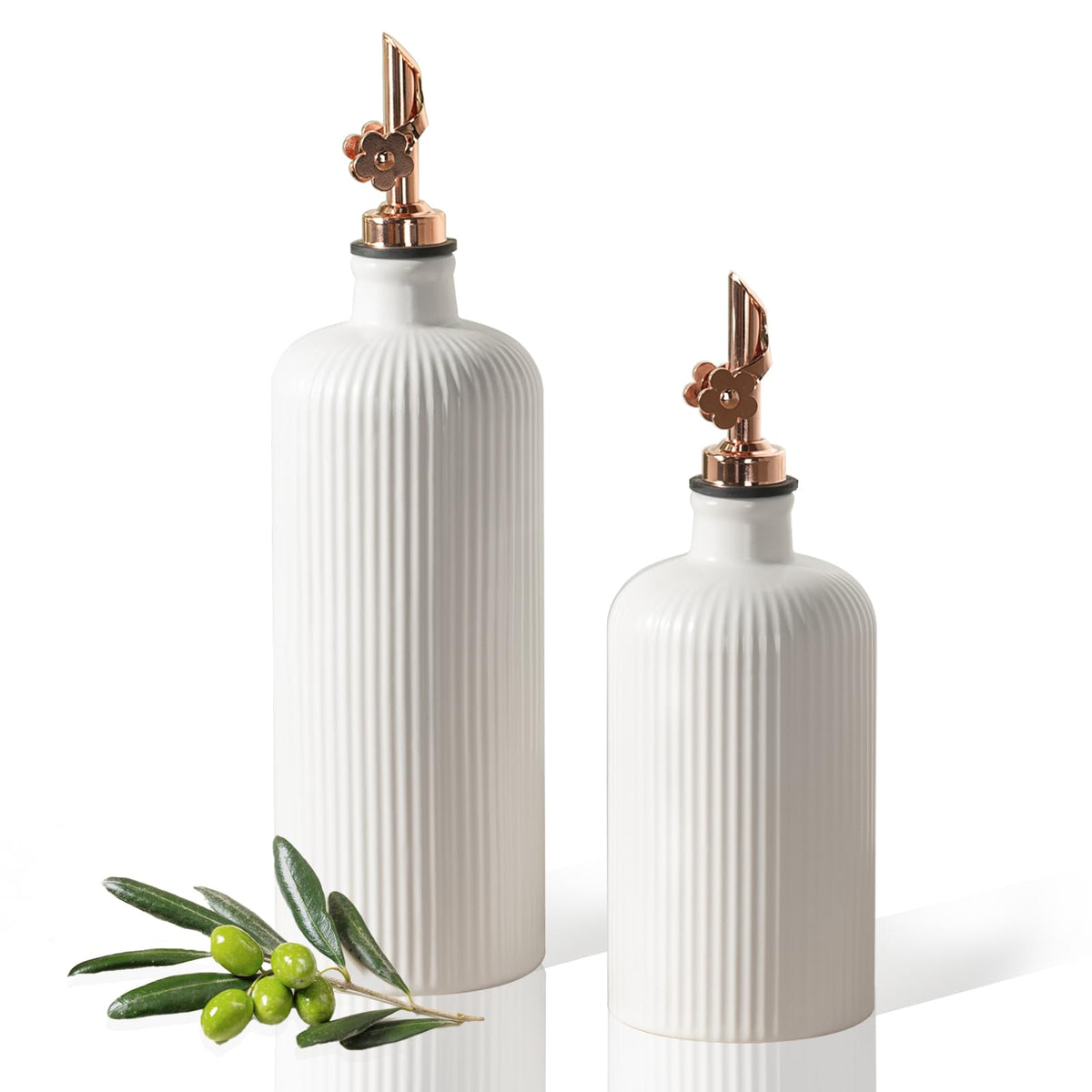 Dizada olive oil dispenser with stripe design for easy pouring