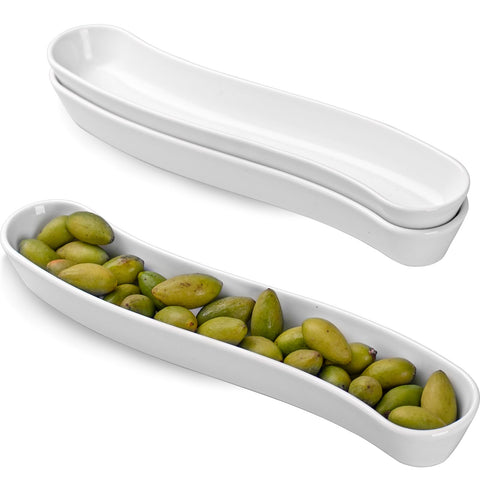 Dizada olive plates 3-pack curved design for elegant olive service.