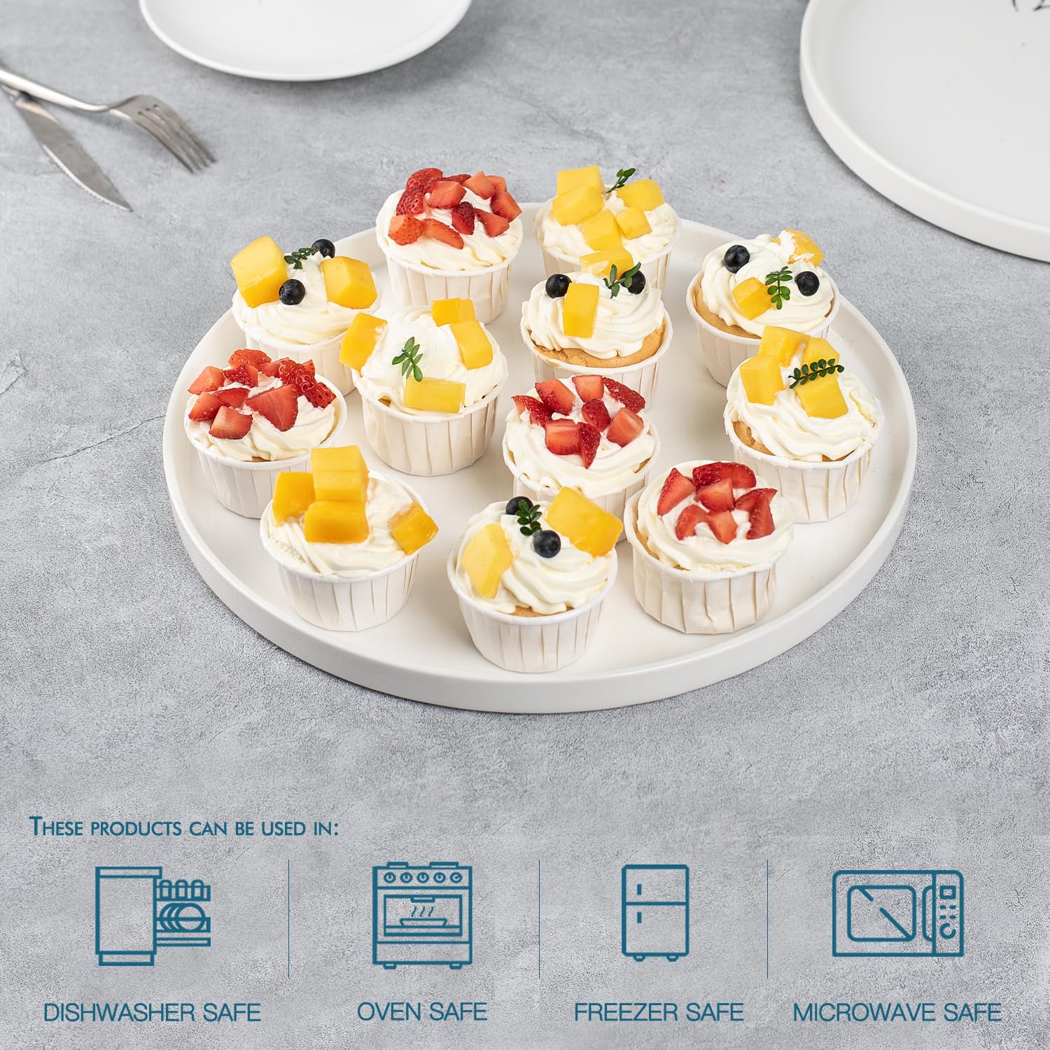 Dizada round ceramic platters perfect for appetizers and desserts at gatherings.