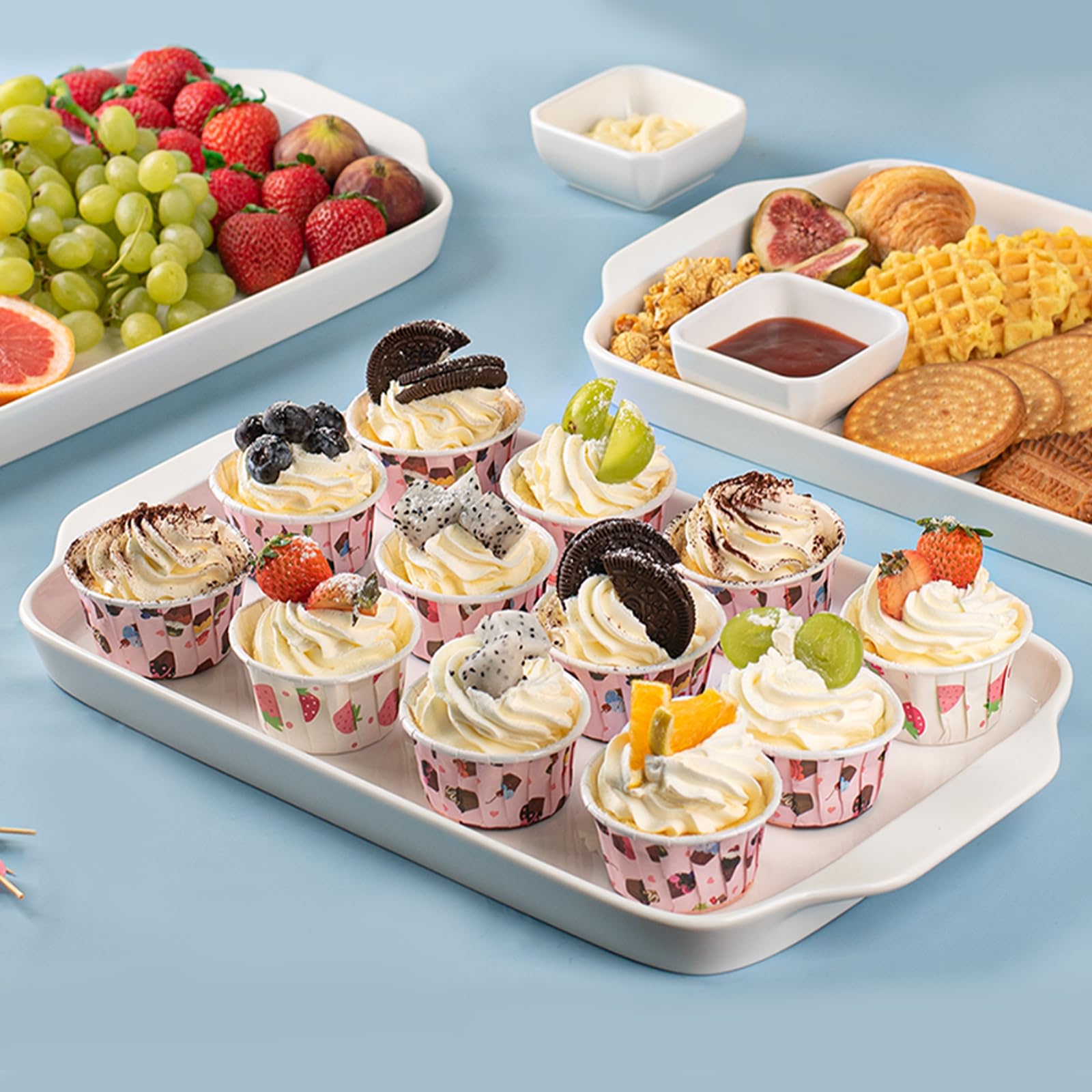 Dizada white porcelain tray safe for microwave and dishwasher.