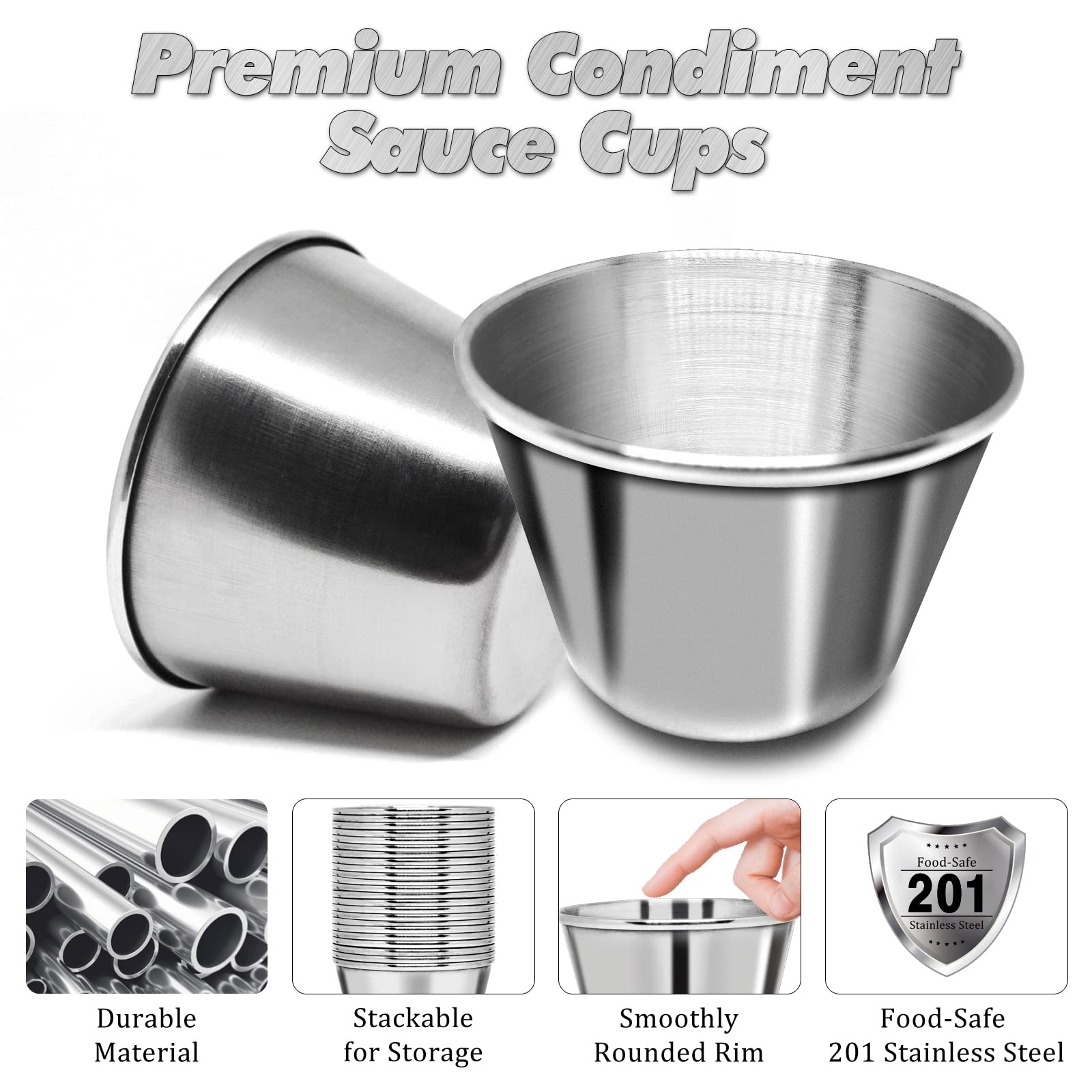 DJZZ dishwasher-safe condiment cups ideal for restaurants and home gatherings