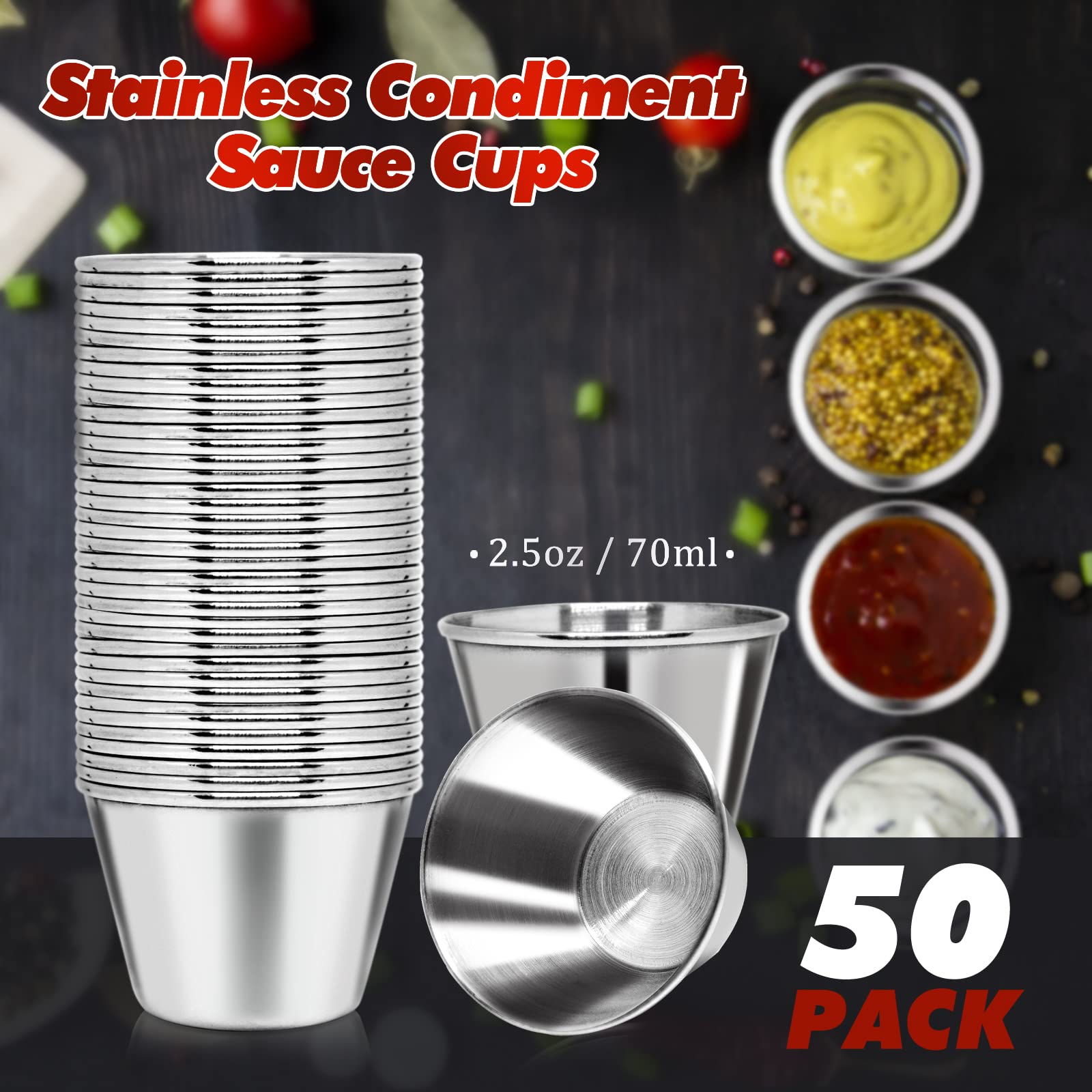 DJZZ stainless steel dipping cups with durable construction for repeated use