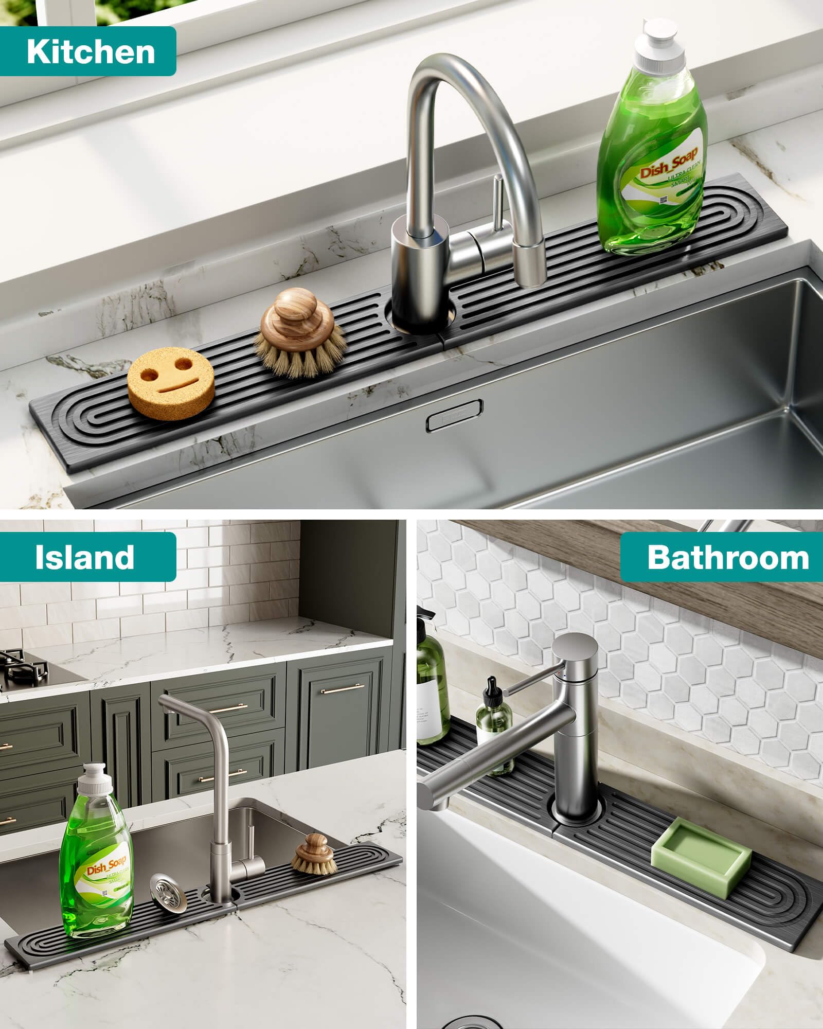 DK177 durable stone mat for long-term use beside sink.