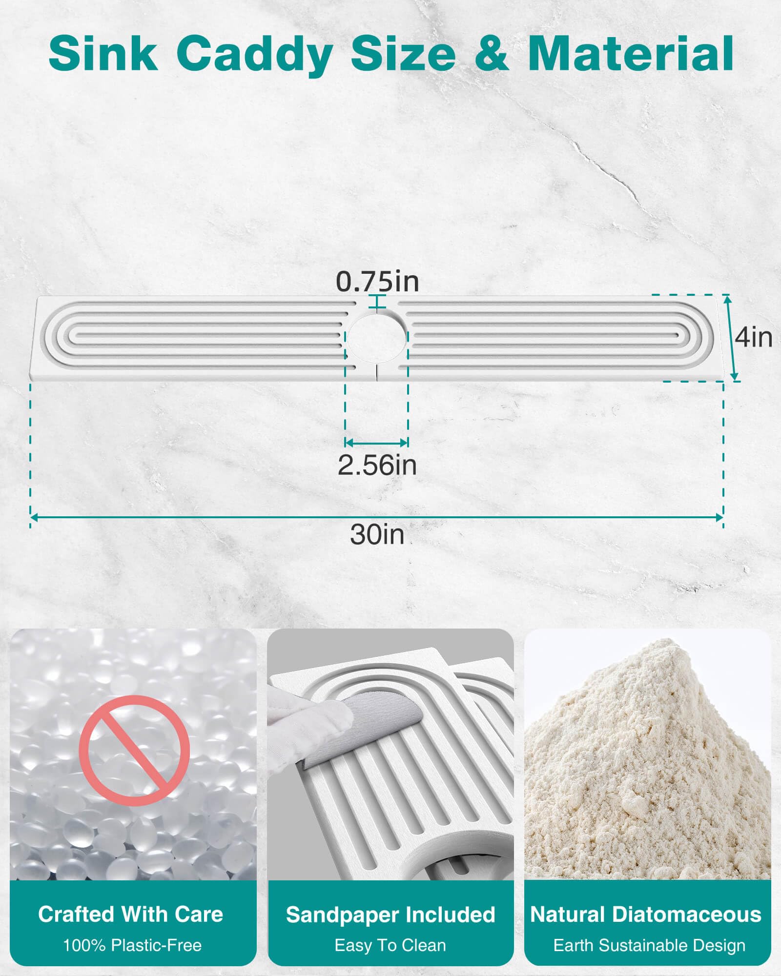 DK177 Stone Faucet Mat with leak-proof grooves keeps countertop dry