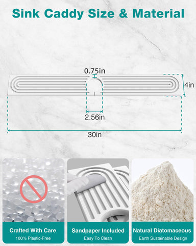 DK177 Stone Faucet Mat with leak-proof grooves keeps countertop dry