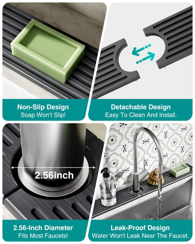 Ideal DK177 mat on kitchen counter protects surfaces and drains water near faucet