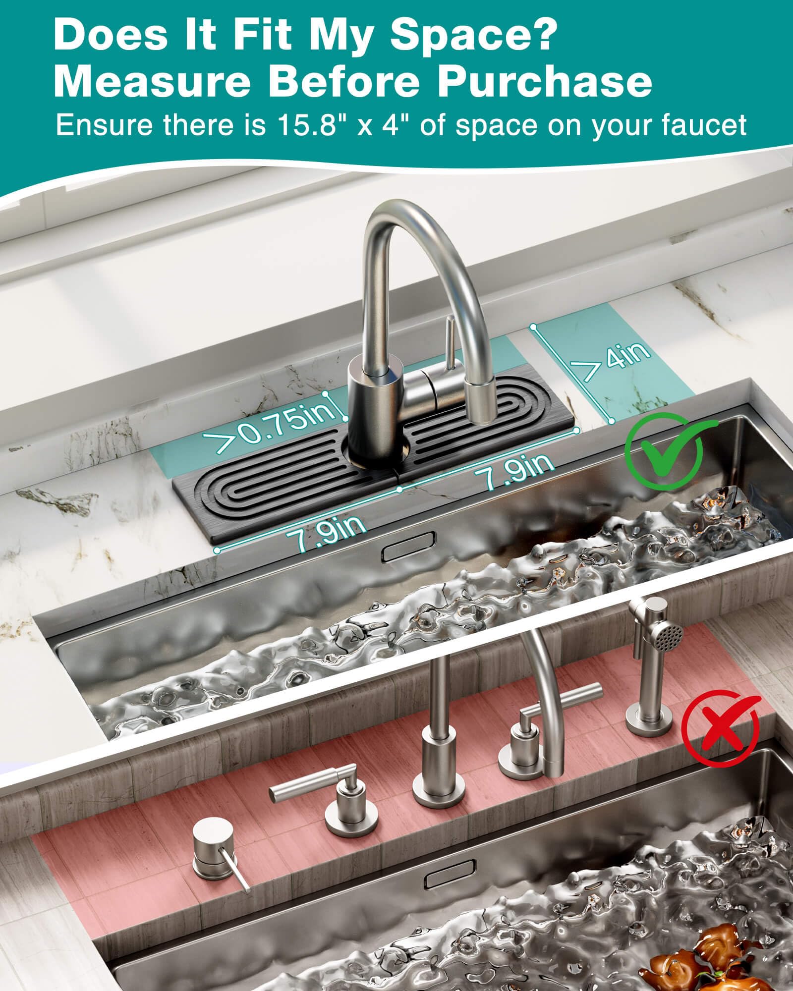 DK177 mat used as a sink tray to neatly hold soaps, brushes and toiletries