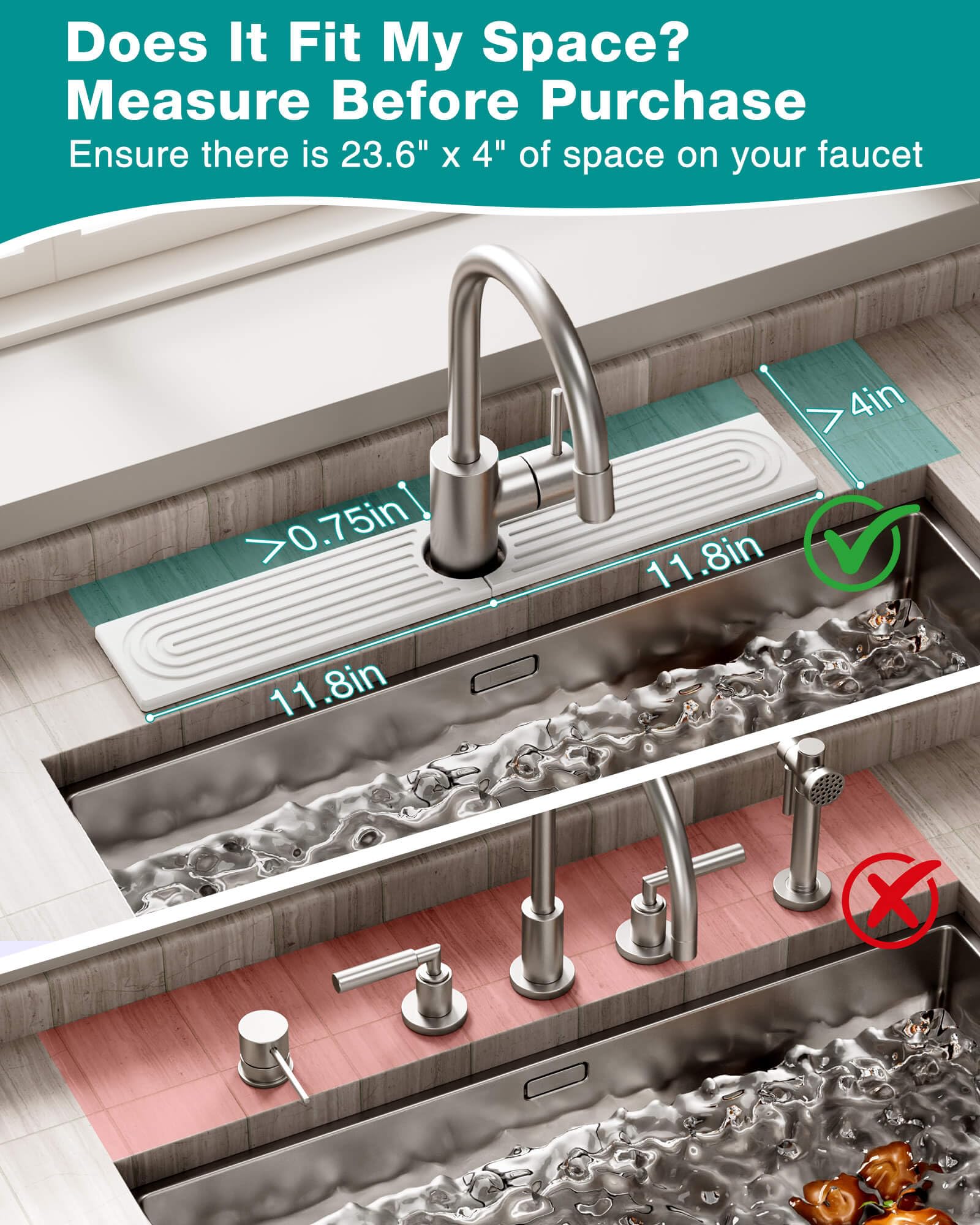 DK177 Stone Faucet Mat used as a practical sink organizer tray.