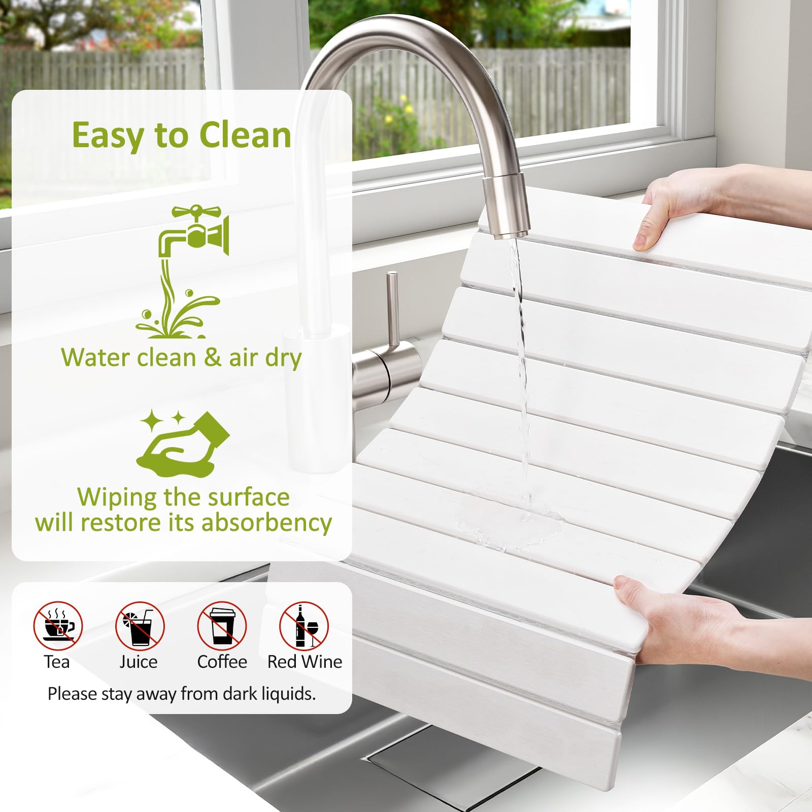 DK177 under-dish rack drips are caught by the mat