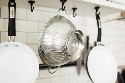 DLD colander for berries and vegetables keeps debris out.