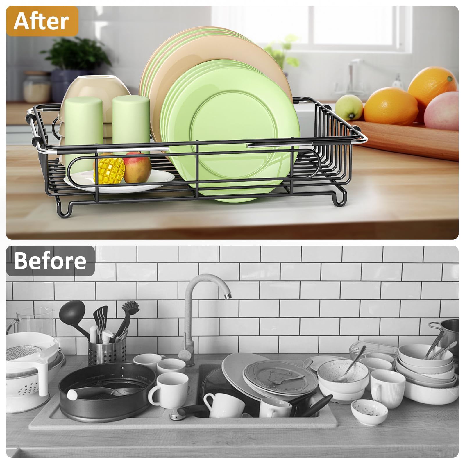 DLDSHI dish rack doubles as a rinse rack for fruits and vegetables