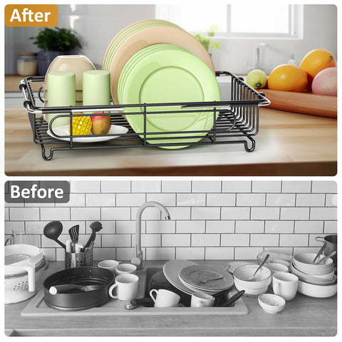 DLDSHI dish rack doubles as a rinse rack for fruits and vegetables