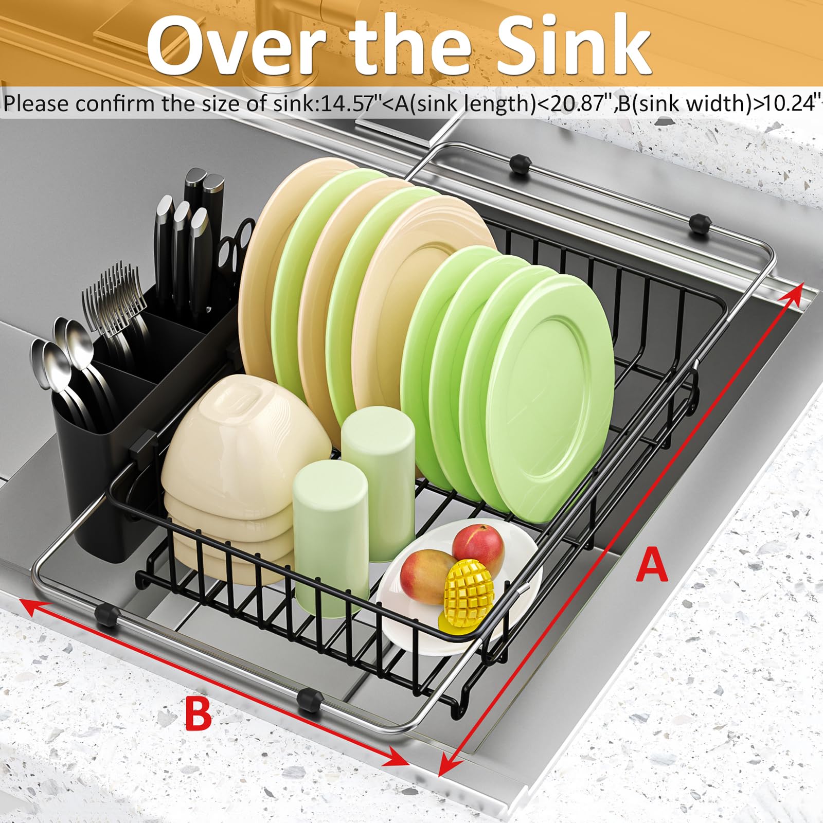 DLDSHI expandable rack extended length fits most sinks for flexible kitchen use