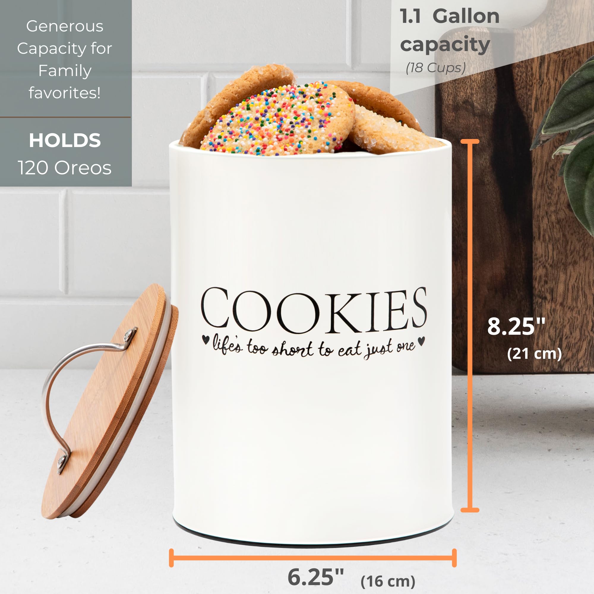 D'Lifeful galvanized cookie tin resists rust and scratches for daily use.