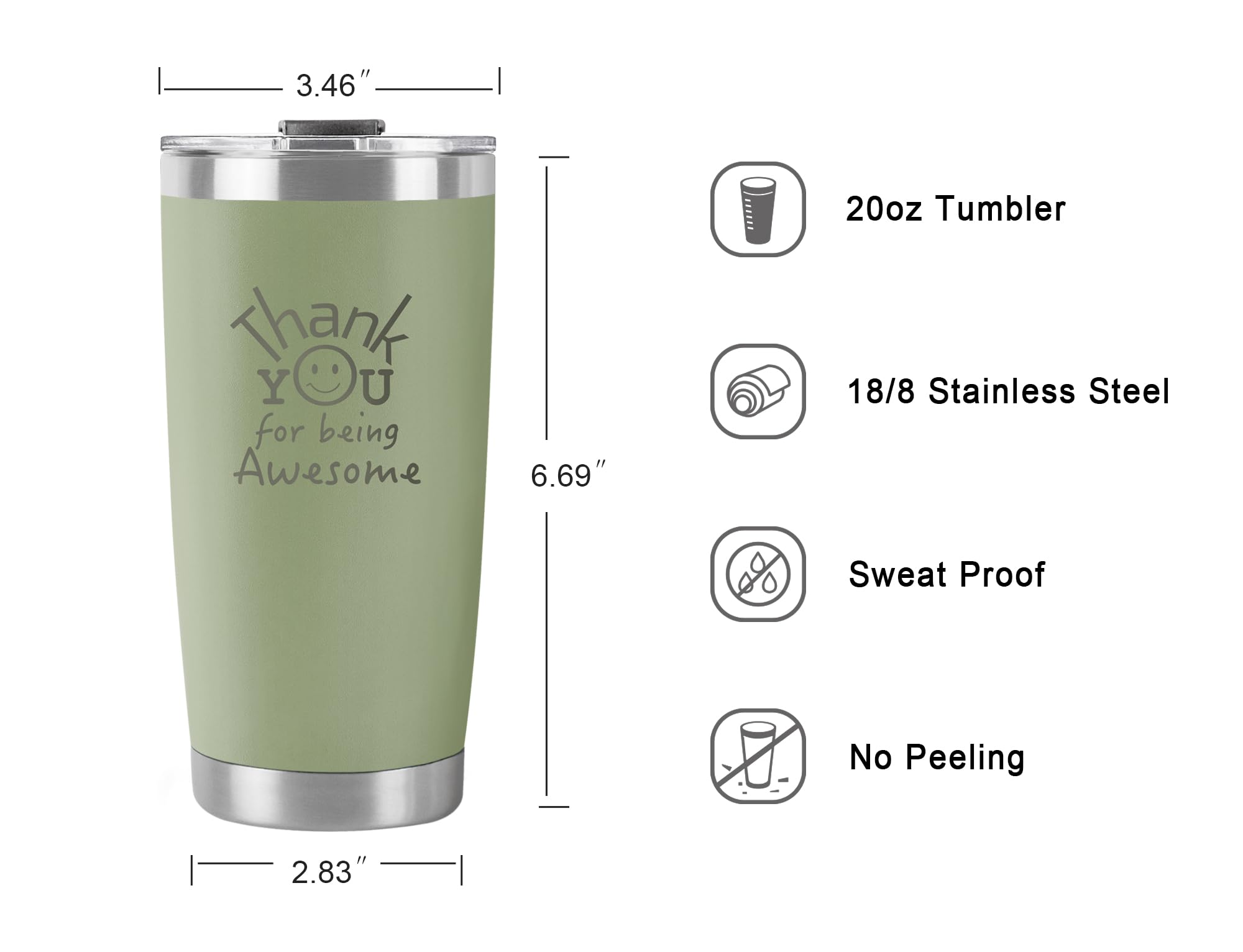 DLOCCOLD Thank You Tumbler hot-cold insulation preserves drink temperature