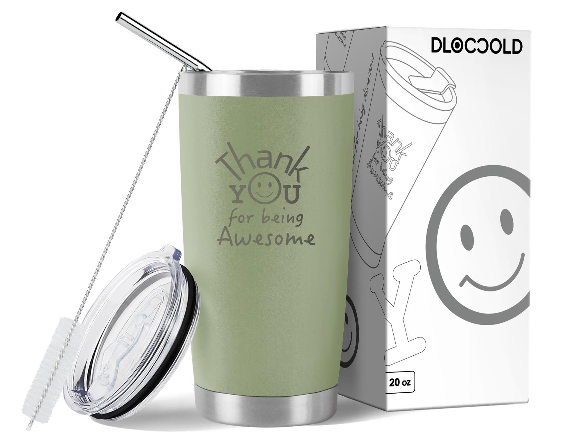 DLOCCOLD Thank You Tumbler with smiley-face label maintains temperature for hours