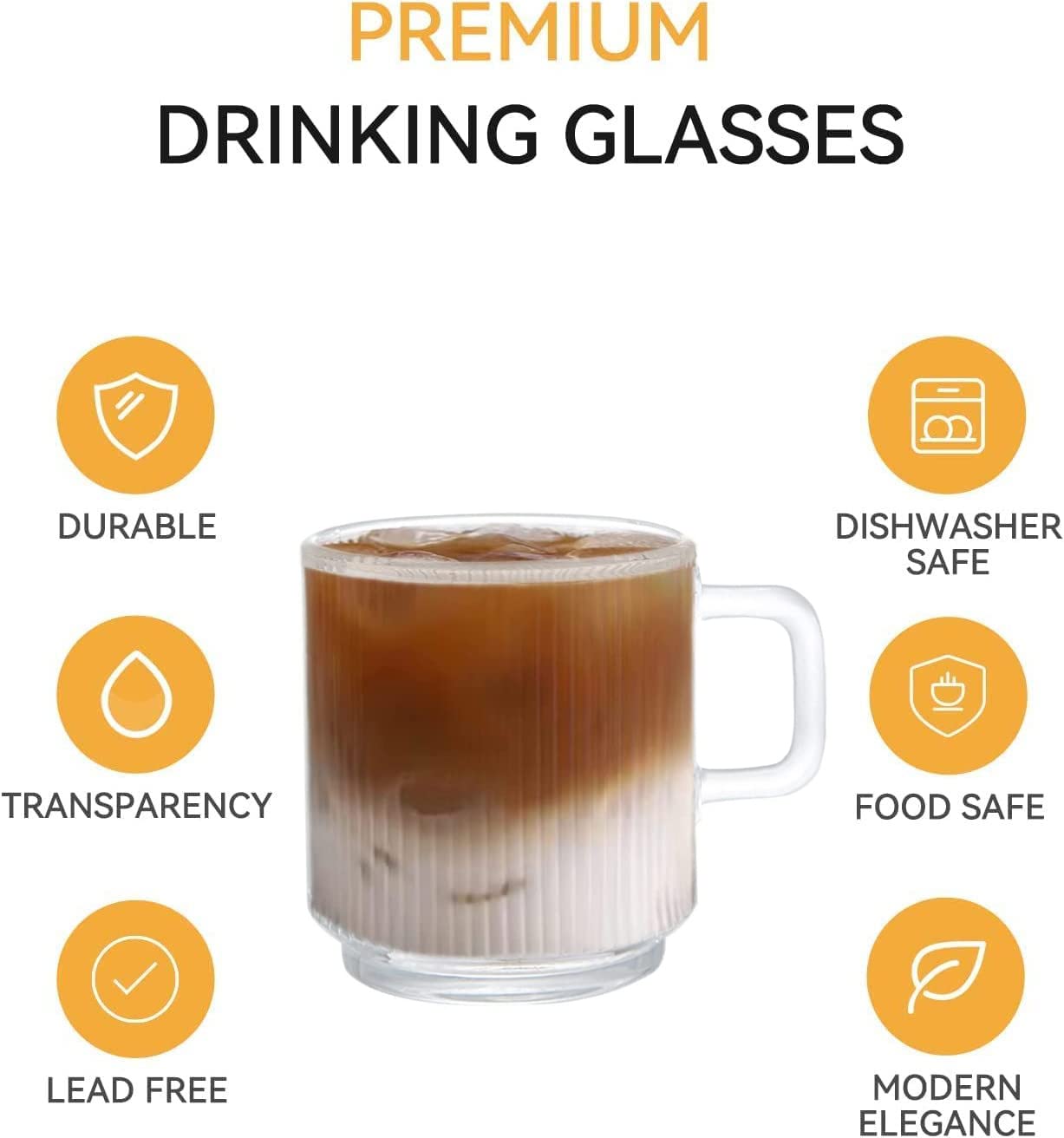D.M DESIGN·MASTER crystal-clear coffee mug shows premium quality and versatile use for hot drinks.