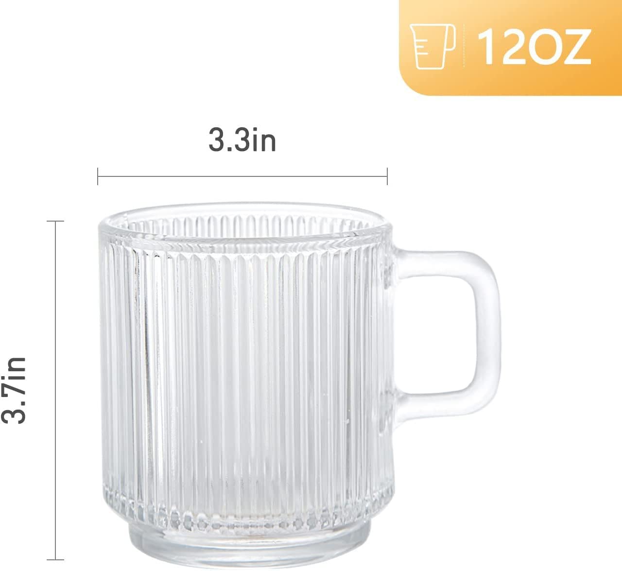 D.M DESIGN·MASTER vertical stripes glass mug highlighting elegant design for daily beverages.