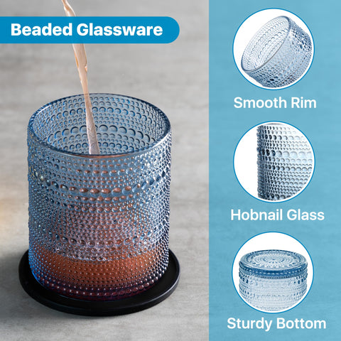 DmmyAlzx Hobnail glass close-up highlights textured beading