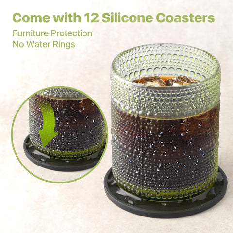 DmmyAlzx hobnail rocks glasses green 14.5oz ideal for whiskey on ice