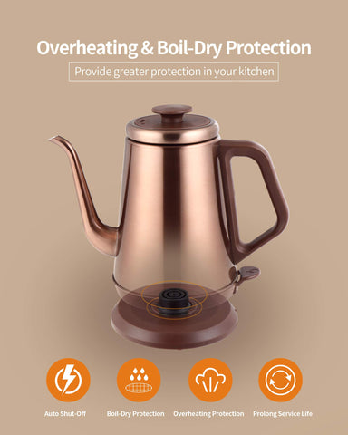 DmofwHi boil-dry protection and auto shutoff enhance kitchen safety.