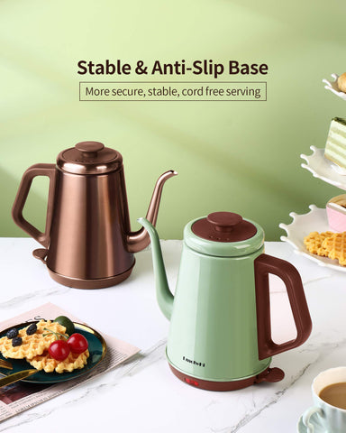 DmofwHi stable anti-slip base keeps the kettle steady on the counter.