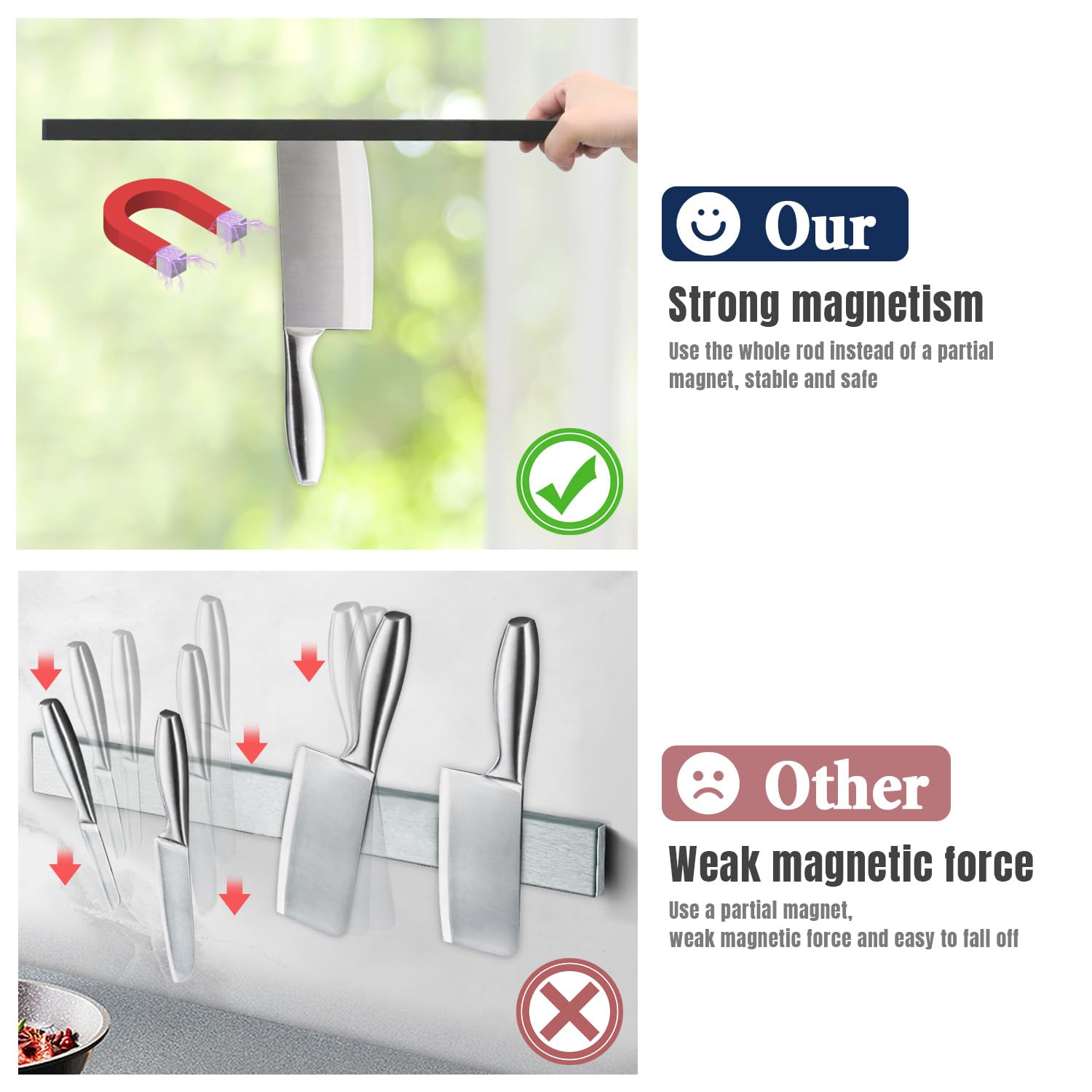 304 stainless steel Dmore knife holder resists rust in damp spaces