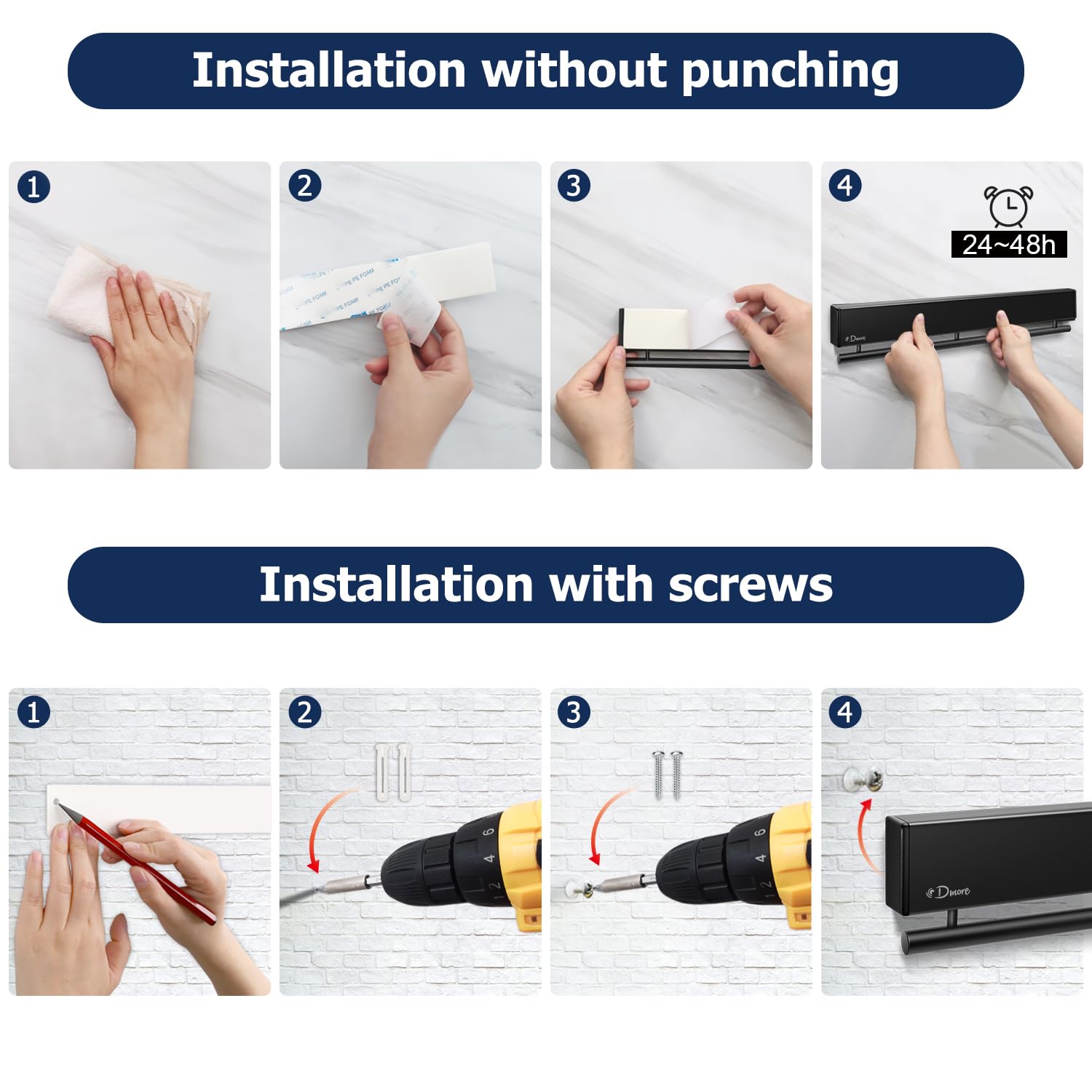 Knives and utensils neatly hung on 10 hooks for improved kitchen organization.