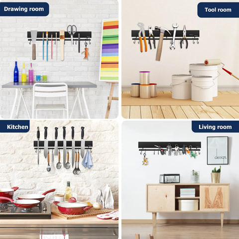 Black Dmore knife holder complements a modern kitchen while keeping tools ready.