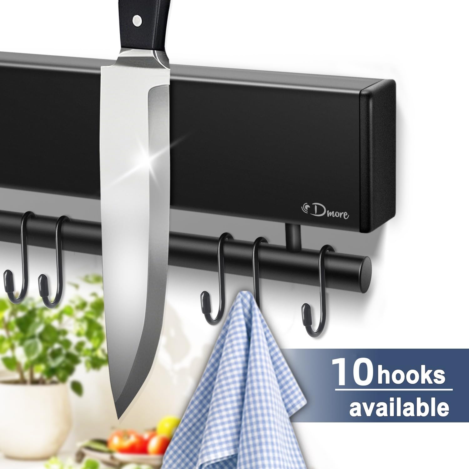 SUS304 stainless steel magnetic knife strip highlights rust resistance and sleek finish.
