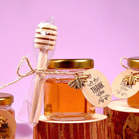 DnayDkiy golden bee charm accenting a jar for wedding keepsakes