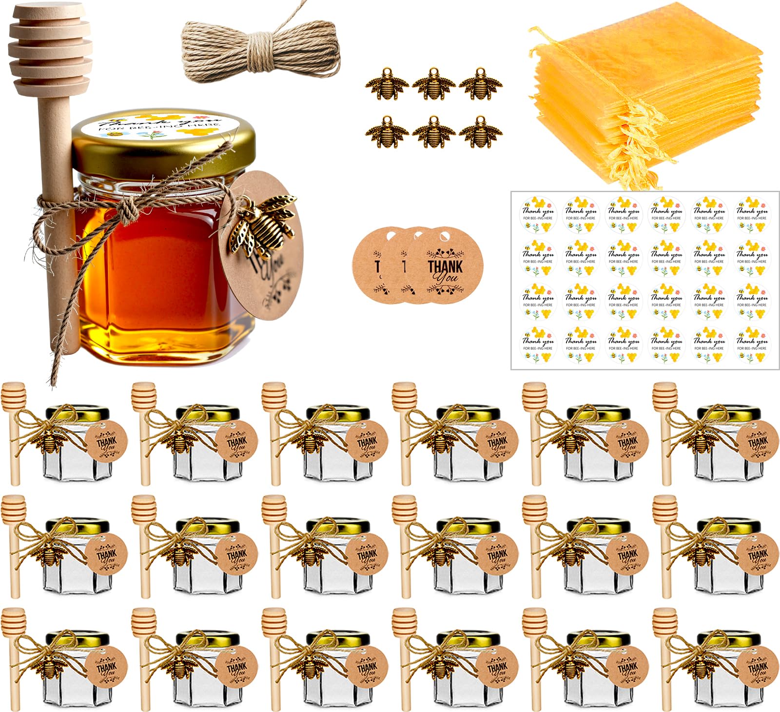 DnayDkiy mini honey jar hexagon 45ml ideal for wedding or baby shower favors