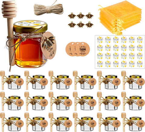 DnayDkiy mini honey jar hexagon 45ml ideal for wedding or baby shower favors