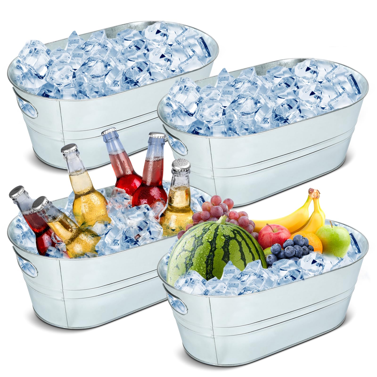 dndsim four piece galvanized beverage tub with handles for easy party transport