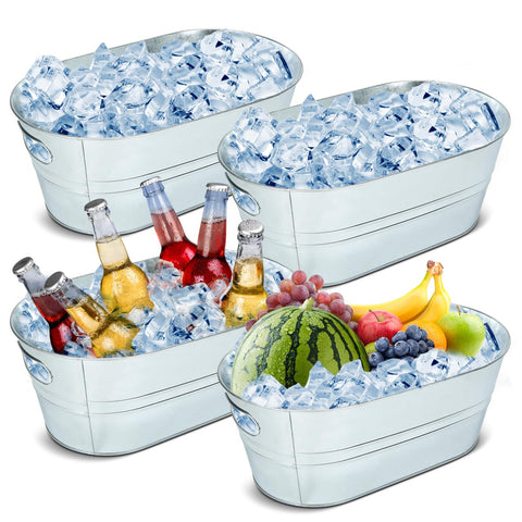 dndsim four piece galvanized beverage tub with handles for easy party transport